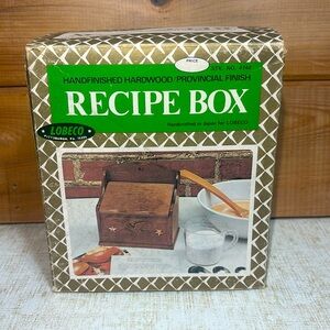 Vintage Hardwood Recipe Box (Provincial Finish) By Lobeco (New in Box)